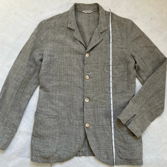 45RPM UMII 908 Women's V-neck Blouse Gray Linen  Sz S Long Sleeve Made in Japan - Picture 5 of 10